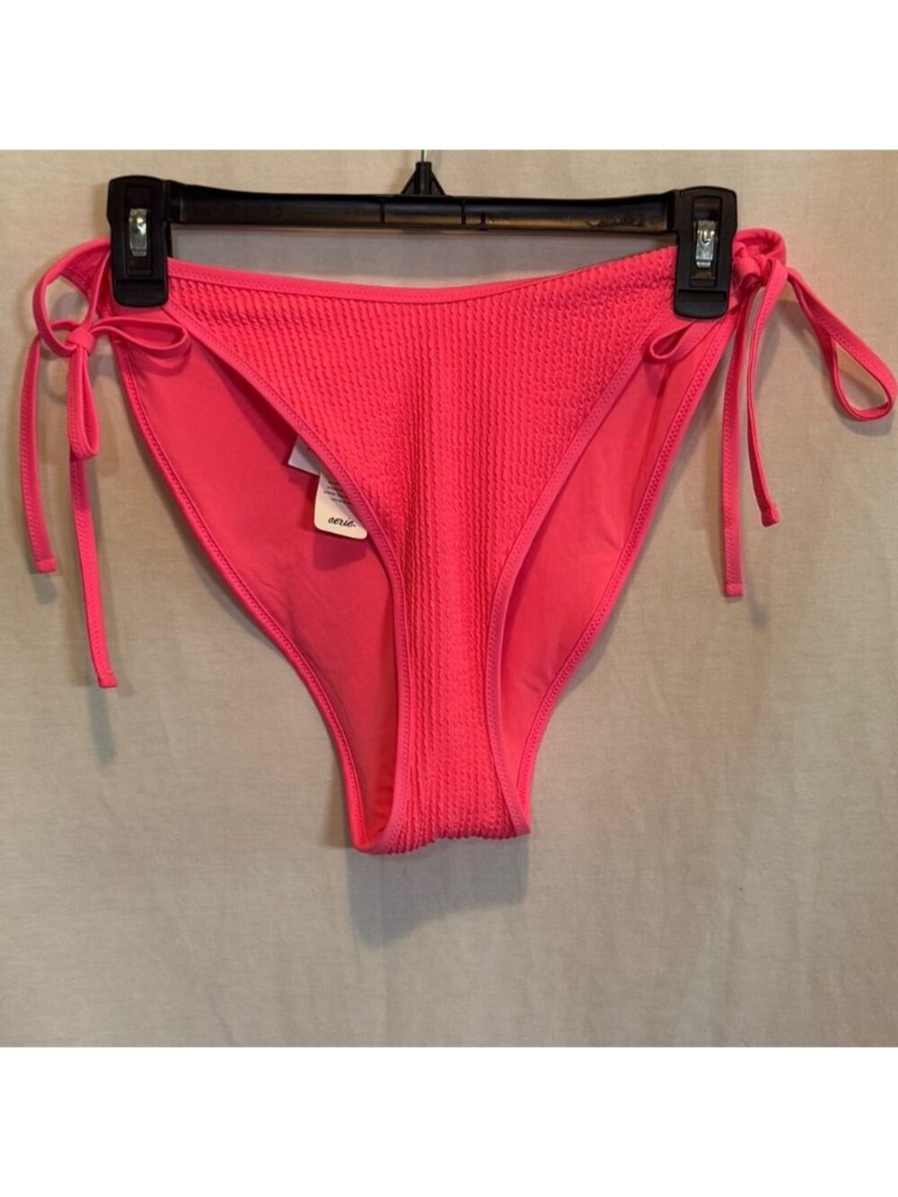 AA-98 Aerie‎ NWT Cheekiest Side Tie Pink Ribbed Summer Swim Bikini Bottoms Sz XL